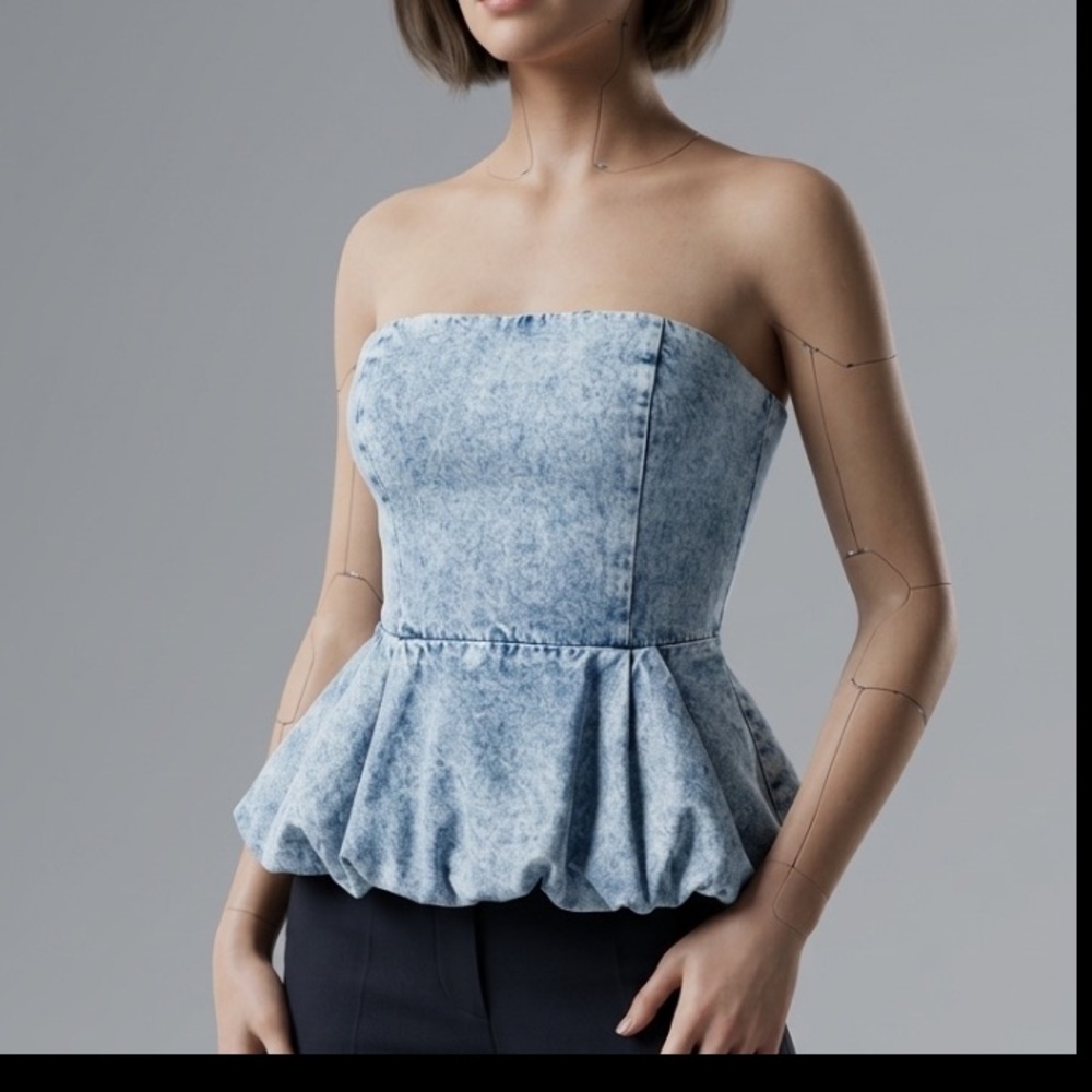 Future Collective with Jenee Naylor Denim Corset Top Elastic Back Medium